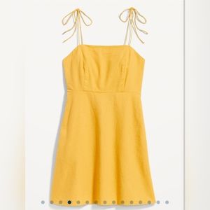 Fit & Flare Tie-Strap Linen-Blend Mini Dress